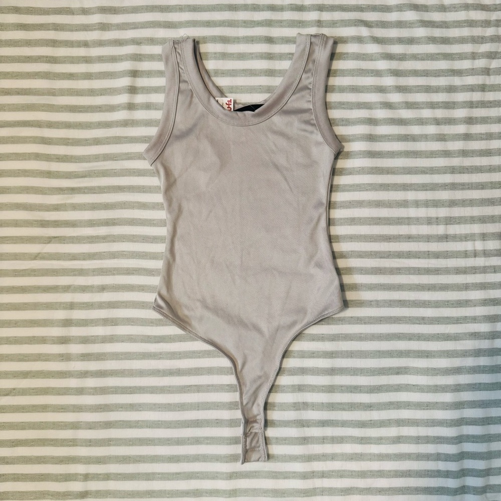 New with Tags Gray Sleeveless Bodysuit with Scoop Neckline